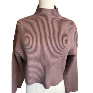 2/$30 ZARA Basic Small Ribbed Mock Neck Deep Taupe/Mauve Sweater